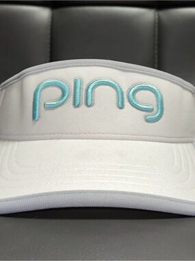 Ping White Visor with Light Blue Logo